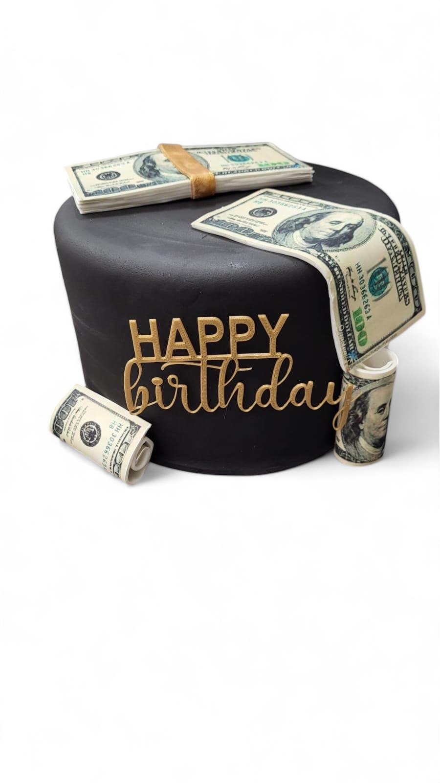 Money cake, dollars, black (186)
