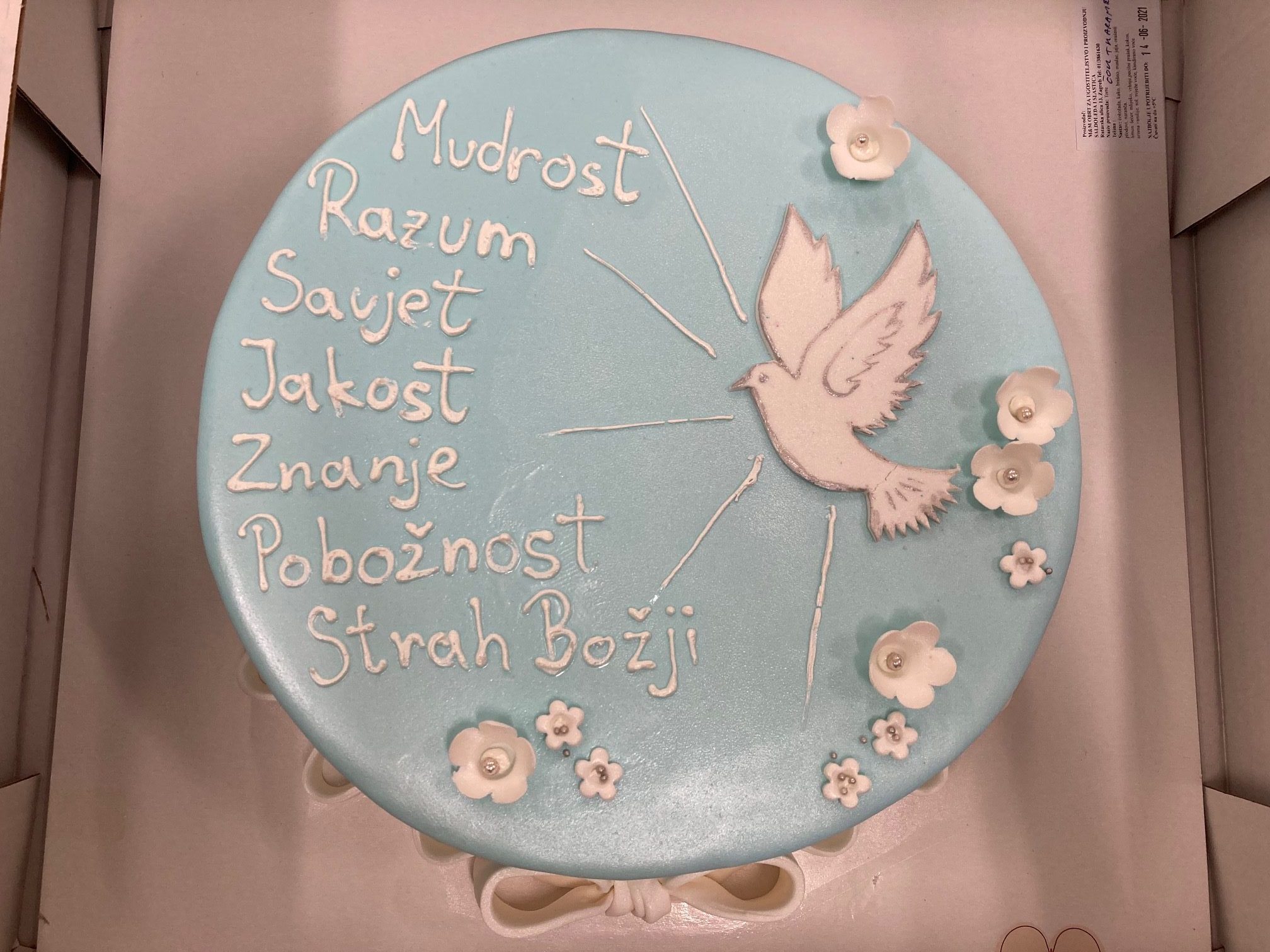 Torta plavi dizajn, sedam darova Duha Svetog (566)