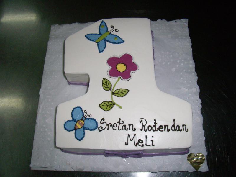 Torta beoj jedan, leptiri i cvijeće (171)