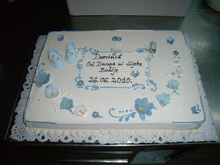 Torta za krštenje plava klasična dekoracija (498)