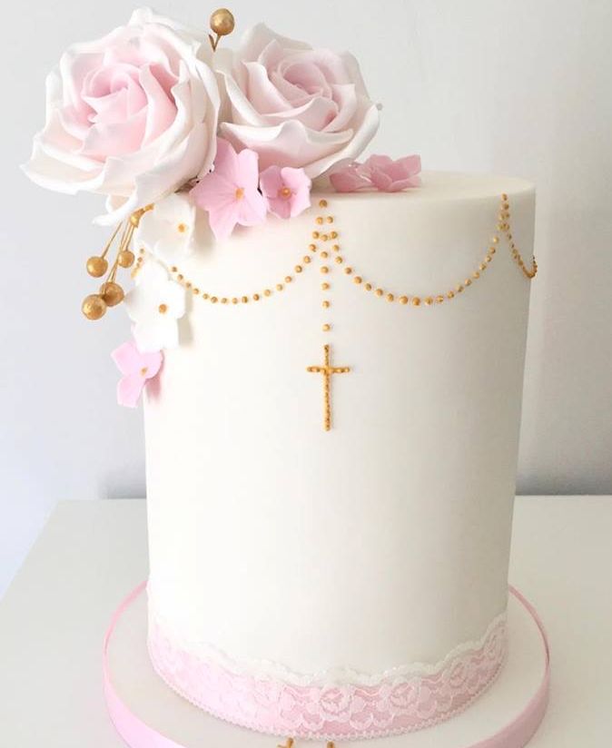 Torta sa zlatnom krunicom i cvijećem , visoka (445)
