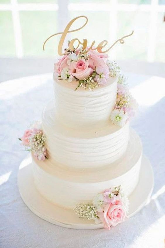 Torta za vjenčanje roze ruže, rustikalna (140)