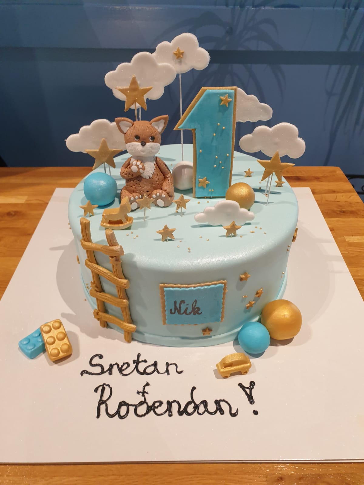 Torta za rođendan, plava, oblaci, dečki (116)