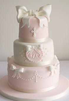 Torta za krštenje sa mašnama, roza (448)
