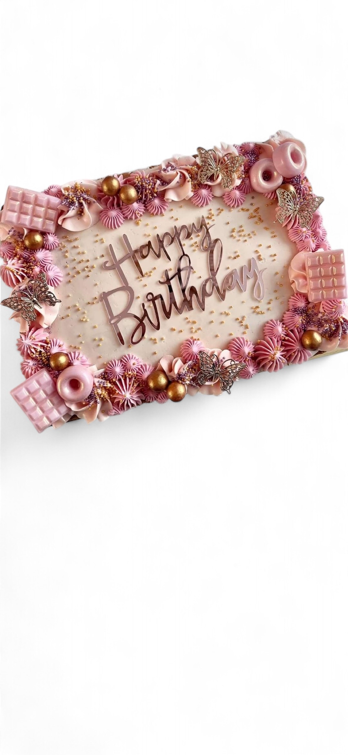 Čokoladice, pink, gold cake (201)
