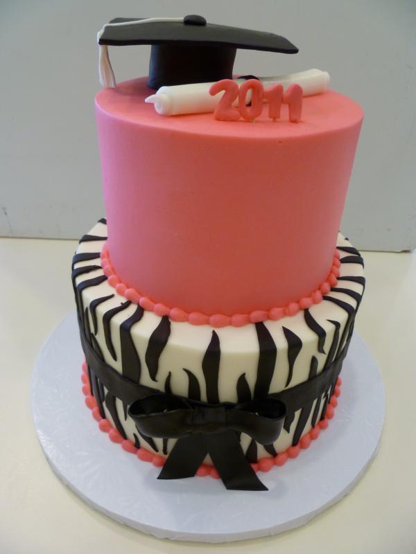 Torta za diplomu, zebra uzorak, pink (41)