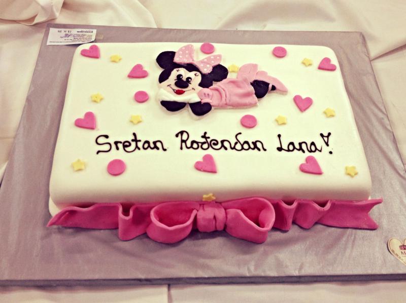 Torta mini mouse, roza, mašna, pink 5 (131)