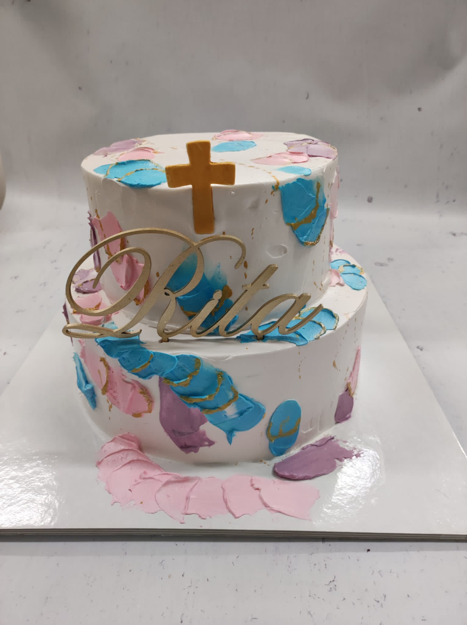Torta za krštenje , pastelne boje (450)
