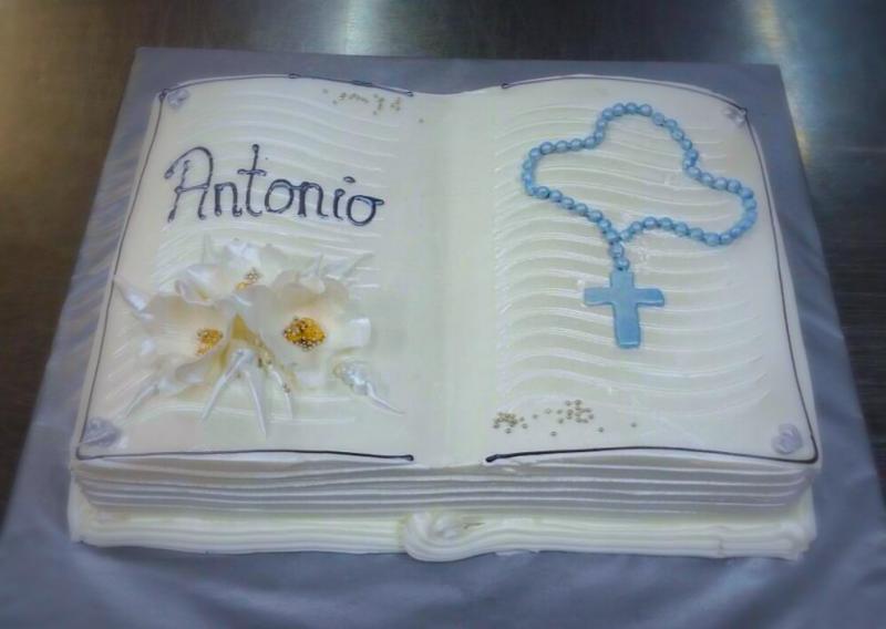Torta za pričest ili krizmu otvorena knjiga srebrna krunica (507)